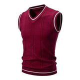 FOESCE Autumn and Winter New Men's Warm Sweater Vest Fashionable Casual College Style  Knitted Sweater