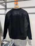 FOESCE Autumn and Winter Thin Men's New Patchwork Round Neck Pullover Fashionable Versatile Hoodie Simple and Loose Hoodie