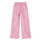 FOESCE Autumn and winter 2025 new splash ink white spray-dyed loose plus velvet joggers