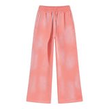 FOESCE Autumn and winter 2025 new splash ink white spray-dyed loose plus velvet joggers
