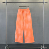 FOESCE Autumn and winter 2025 new splash ink white spray-dyed loose plus velvet joggers