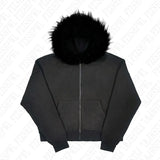 FOESCE Autumn and winter Warm Coat Men Y2k Clothes Fashion Solid color Plush Patchwork Zipup Hoodie Casual Streetwear Hooded Sweatshirt