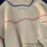 Autumn and winter new men and women trendy lazy style round neck sweater for couples loose retro Harajuku knitted top harajuku