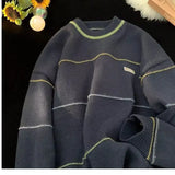 Autumn and winter new men and women trendy lazy style round neck sweater for couples loose retro Harajuku knitted top harajuku