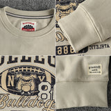 FOESCE Autumn and winter new vintage letter pattern round neck hoodie men washed tripe wool circle comfortable long sleeves