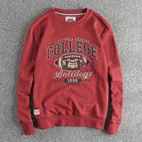 FOESCE Autumn and winter new vintage letter pattern round neck hoodie men washed tripe wool circle comfortable long sleeves
