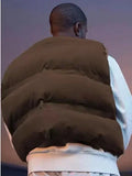 FOESCE Autumn men Kanye West with double-sided can wear pure cotton vest high quality solid color vest high street trend loose coat  XL