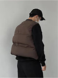 FOESCE Autumn men Kanye West with double-sided can wear pure cotton vest high quality solid color vest high street trend loose coat  XL