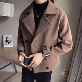 FOESCE Autumn/winter Men's Cropped Woolen Jacket Sensible Design Korean Trendy British Style Casual Loose Fit Trench Coat
