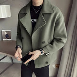 FOESCE Autumn/winter Men's Cropped Woolen Jacket Sensible Design Korean Trendy British Style Casual Loose Fit Trench Coat