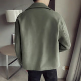 FOESCE Autumn/winter Men's Cropped Woolen Jacket Sensible Design Korean Trendy British Style Casual Loose Fit Trench Coat