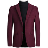 FOESCE BROWON Brand Business Casual Wool Blazer Men 2025 Autumn and Winter New Solid Men Blazer Regular Fit Long Sleeve Blazers for Men