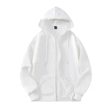 FOESCE Basic Solid Hooded Sweatshirt Jackets Zip Up Hoodie Loose Fit Unisex Outwear Sports Casual Hoodies