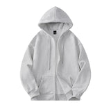 FOESCE Basic Solid Hooded Sweatshirt Jackets Zip Up Hoodie Loose Fit Unisex Outwear Sports Casual Hoodies