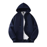 FOESCE Basic Solid Hooded Sweatshirt Jackets Zip Up Hoodie Loose Fit Unisex Outwear Sports Casual Hoodies
