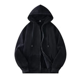 FOESCE Basic Solid Hooded Sweatshirt Jackets Zip Up Hoodie Loose Fit Unisex Outwear Sports Casual Hoodies