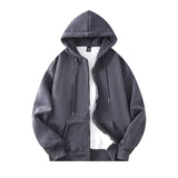 FOESCE Basic Solid Hooded Sweatshirt Jackets Zip Up Hoodie Loose Fit Unisex Outwear Sports Casual Hoodies