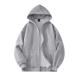FOESCE Basic Solid Hooded Sweatshirt Jackets Zip Up Hoodie Loose Fit Unisex Outwear Sports Casual Hoodies