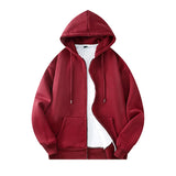 FOESCE Basic Solid Hooded Sweatshirt Jackets Zip Up Hoodie Loose Fit Unisex Outwear Sports Casual Hoodies
