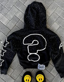FOESCE Beaded Monogram Hooded Zip Sweatshirt Fashion High Street Sweatshirts and Hoodies European and American Street Sweatshirts