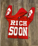 FOESCE Beaded Monogram Hooded Zip Sweatshirt Fashion High Street Sweatshirts and Hoodies European and American Street Sweatshirts