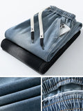 FOESCE Big Size Men's Jeans 8XL 7XL 6XL String Banding Wide Leg Straight Denim Pants Washed Cotton Casual Baggy Jean Trousers Male