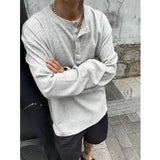 FOESCE Big Size Unicolor T Shirts for Men Baggy Pullover Plain Oversize Male Clothes Long Sleeve Tops Polyester It Elasticity Japan Y2k