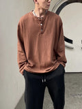 FOESCE Big Size Unicolor T Shirts for Men Baggy Pullover Plain Oversize Male Clothes Long Sleeve Tops Polyester It Elasticity Japan Y2k