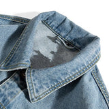 FOESCE Black Denim Short Jacket Men Jeans Jacket Coats Casual Windbreaker Pockets Overalls Bomber Streetwear Man Clothing Outwear