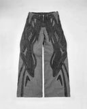 FOESCE Black Ripped Y2k Baggy Jeans Harajuku Hip Hop High Waist Denim Pants 2025 New Gothic Retro Jeans for Men Wide Leg Streetwear