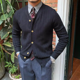 FOESCE Black V Neck Men's Clothing White Cardigan Business Knit Sweater Male Blue Japanese Harajuku Fashion Old Mode Korean Wool Cheap