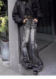 FOESCE Black Wash Micro Horn Jeans Man Woman American Vintage Baggy Wide Leg Trousers Unisex High Street Casual Straight Denim Pants Ne