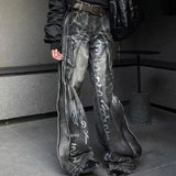 FOESCE Black Wash Micro Horn Jeans Man Woman American Vintage Baggy Wide Leg Trousers Unisex High Street Casual Straight Denim Pants Ne