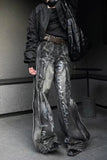 FOESCE Black Wash Micro Horn Jeans Man Woman American Vintage Baggy Wide Leg Trousers Unisex High Street Casual Straight Denim Pants Ne