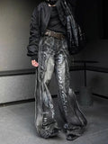 FOESCE Black Wash Micro Horn Jeans Man Woman American Vintage Baggy Wide Leg Trousers Unisex High Street Casual Straight Denim Pants Ne