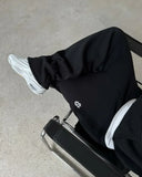 FOESCE Black and white dual color retro personalized design loose straight pants outdoor embroidery Y2k hip-hop Harajuku casual pants