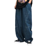 FOESCE Breathable Men Pants Patchwork Pants Vintage Cargo Pants Loose Wide Leg Trousers with Deep Crotch Hip Hop Streetwear Patchwork