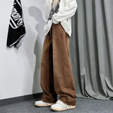 FOESCE Brown Baggy Jeans Men Fashion Casual Vintage Jeans Men Streetwear Hip-hop Loose Straight Jeans Mens Retro Denim Trousers M-3XL