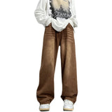 FOESCE Brown Baggy Jeans Men Fashion Casual Vintage Jeans Men Streetwear Hip-hop Loose Straight Jeans Mens Retro Denim Trousers M-3XL