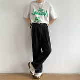 FOESCE Brown Black Suit Pants Men Fashion Social Mens Dress Pants Korean Loose Straight Wide Leg Pants Mens Office Formal Trousers