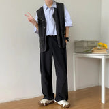 FOESCE Brown Black Suit Pants Men Slim Fit Fashion Social Mens Dress Pants Korean Casual Straight Pants Mens Office Formal Trousers