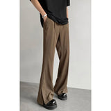 FOESCE Brown Black Suit Pants Men Slim Fit Fashion Social Mens Dress Pants Korean Casual Straight Pants Mens Office Formal Trousers