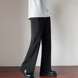 FOESCE Brown Black Suit Pants Men Slim Fit Social Mens Dress Pants Korean Loose Straight Casual Pants Mens Office Formal Trousers S-3XL