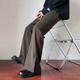 FOESCE Brown Black Suit Pants Men Slim Fit Social Mens Dress Pants Korean Loose Straight Casual Pants Mens Office Formal Trousers S-3XL