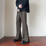FOESCE Brown Black Suit Pants Men Slim Fit Social Mens Dress Pants Korean Loose Straight Casual Pants Mens Office Formal Trousers S-3XL