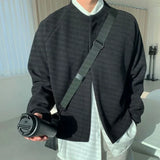 FOESCE Cardigan Brown Crewneck Knit Sweater Male Coat Jacket Round Collar Black Men's Clothing Elegant Sweat-shirt Designer Luxury Mode