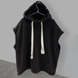 FOESCE Casual Sports Shorts Suit Men's Summer Solid Color Hooded Vest Letter Printing Straight Five-point Pants Loose and Versatile