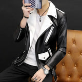 Foesce Coats Black Leather Jacket for Men Trendy Fashion Fashionable Spring Clothes Man Suits and Blazers Menswear Vintage Classic