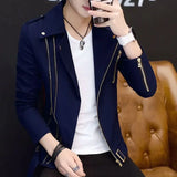 Foesce Coats Black Leather Jacket for Men Trendy Fashion Fashionable Spring Clothes Man Suits and Blazers Menswear Vintage Classic