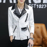 Foesce Coats Black Leather Jacket for Men Trendy Fashion Fashionable Spring Clothes Man Suits and Blazers Menswear Vintage Classic